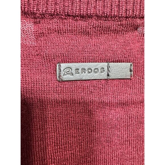 Erdos Mens Xl PURE CASHMERE Jumper Sweater CRANBERRY RED Vneck Pullover mens LG - Picture 5 of 7